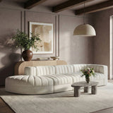 Rummi - Velvet Performance Fabric Upholstered 4 Piece Modular Sectional With Reverse Corner Chair