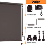 Outdoor Roller Shades For Patio, 8' W X 8' L