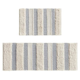 Hand-Woven Shaggy Boho Bath Runner, Grey
