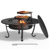 4-Piece Aluminum Patio Set with 43" Fire Pit, 2 Grills