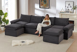 DERVAL 141" 4-Seater Sofa with 2 Ottomans