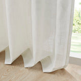 Linen Blend Light Filtering Curtain Panel Pair, White