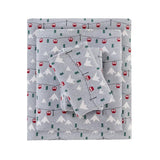 Wholesale Ski Jump Novelty Printed Soft Cotton Flannel Sheet Set, Grey