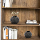 Chiseled Texture Black Iron Globe Vase- Large