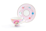Pink Flower Garden 7oz Porcelain Tea Cup Set