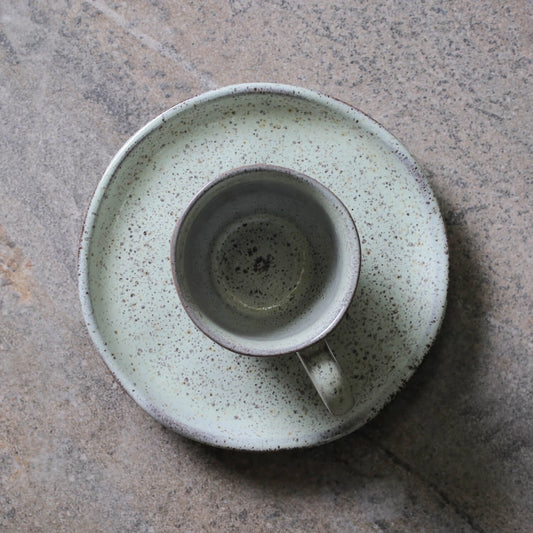 Pistache Espresso Cup & Saucer Ceramic Set, 4.1 oz