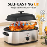 24 Qt Electric Roaster Oven with Self-Basting Lid