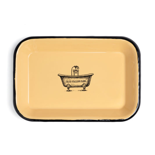 Yellow Enamel Soap Caddy Tray Farm Style
