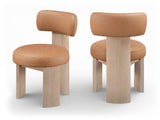 Atelier - Vegan Leather Upholstered Dining Chair (Set of 2) - Painted Natural Frame