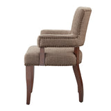 Armed Dining Chair with Nailhead Trims, Brown