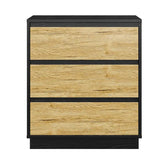 Wide Nightstand with 3 Drawers, Set of 2, Modern Chest