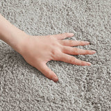 High Pile Bordered Bathroom Rug, Grey