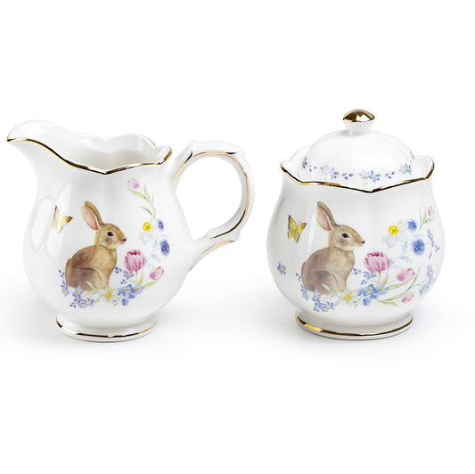 Grace Teaware Meadow Bunny Sugar & Creamer Set