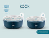 Kook Ceramic Nesting Bowl Set with Lids, 4-Piece