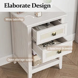 Wholesale Grayish White Rattan Nightstand with Drawer