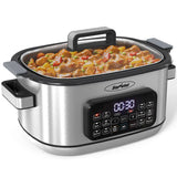 12-in-1 Multi Slow Cooker Roaster Oven, 6.5QT Sliver Digital