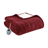 Heated Fleece & Sherpa Electric Bedding Blanket, Burgundy