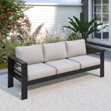 Patio Furniture Aluminum Sofa, 3 Seats Couch, Light Gray