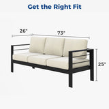 Patio Furniture Aluminum Sofa, Outdoor 3 Seats Couch