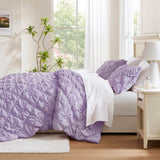 Bowtie Lightweight Puffy Floral Comforter Set, Purple