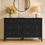 53.2" W Wholesale 7-Drawer Fluted Dresser, Black/Blue/Beige