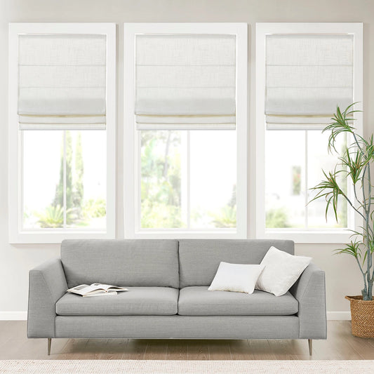 Linen Blend Light Filtering Cordless Roman Shade, White