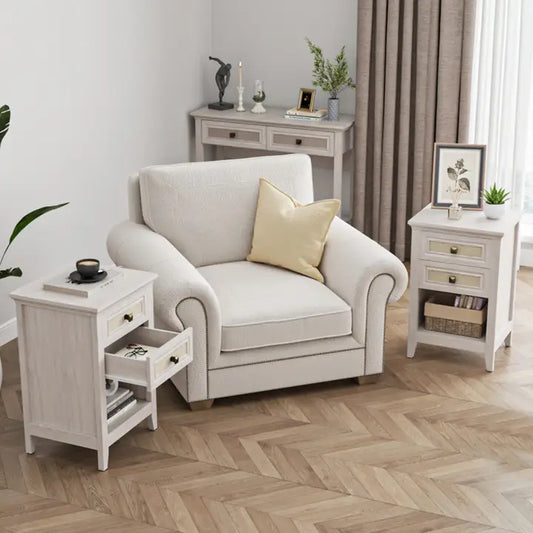 Wholesale Grayish White Rattan Nightstand with Drawer