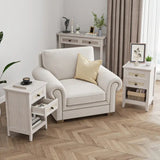 Wholesale Grayish White Rattan Nightstand with Drawer