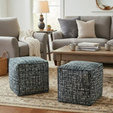 Milos Navy Indoor Outdoor Square Pouf