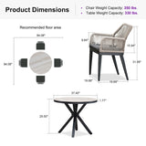 PURPLE LEAF Round Outdoor Dining Set Patio Aluminum Dining Set Round Table and Wicker Chairs with Sunbrella Cushions for Kitchen Deck
