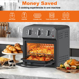 【USED】 80% New Plum chef Air Fryer, 13QT Multifunctional Convection Toaster Oven Combo, 360° Hot Air Circulation, Oil-Free Cooking, Adjustable Time & Temp Control, Black