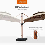PURPLE LEAF Double Top 11 ft Round Outdoor Patio Umbrella with High Quality Sunbrella Fabric