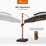 PURPLE LEAF Double Top 11 ft Round Outdoor Patio Umbrella with High Quality Sunbrella Fabric