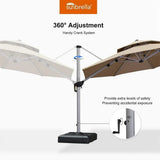 PURPLE LEAF Double Top 11 ft Round Outdoor Patio Umbrella with High Quality Sunbrella Fabric