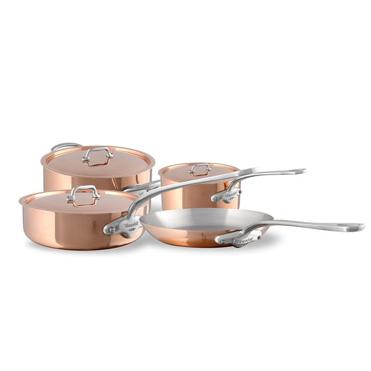 Mauviel M'3 S Copper 7-Piece Cookware Set With Cast Stainless Steel Handle