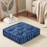 Square Large Pillow Seating Floor Cushion, Navy Blue
