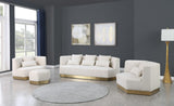Marquis Velvet Contemporary Ottoman - Chic Comfort with Gold Stainless Steel Base for Modern Spaces