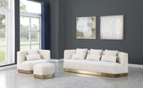Marquis Contemporary Velvet Sofa with Brushed Gold Base – Cozy Luxury for Modern Living Spaces