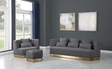 Marquis Velvet Contemporary Ottoman - Chic Comfort with Gold Stainless Steel Base for Modern Spaces