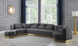 Marquis Contemporary Velvet Sofa with Brushed Gold Base – Cozy Luxury for Modern Living Spaces