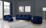 Marquis Velvet Contemporary Ottoman - Chic Comfort with Gold Stainless Steel Base for Modern Spaces