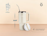 Kook 40 oz Stainless Steel Tumbler, Straw & Handle