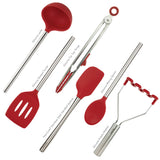 Silicone and Stainless Steel Utensils - Set of 6