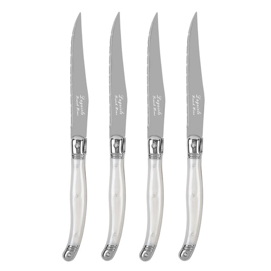 Laguiole Connoisseur 4-Piece Pearl White Steak Knife Set