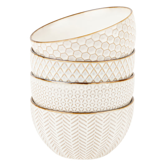 Kook Narbonne Ceramic Cereal Bowls 22 oz, Set of 4