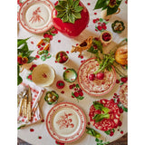 Blue Stallion Red White Farm Dinner Plates Set of 4