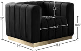 Marlon Velvet Chair - Luxurious Comfort with Channel Tufting and Elegant Brushed Gold Base Design
