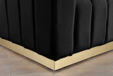 Marlon Velvet Loveseat - Chic Channel Tufted Seating with Gold Stainless Steel Base for Modern Homes