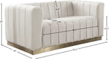Marlon Velvet Loveseat - Chic Channel Tufted Seating with Gold Stainless Steel Base for Modern Homes