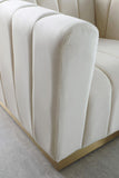 Marlon Velvet Loveseat - Chic Channel Tufted Seating with Gold Stainless Steel Base for Modern Homes